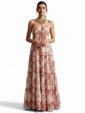 SACHIN + BABI Sunny Dress in Red Ivory Toile Print Flowy Maxi Long Boho NEW $550